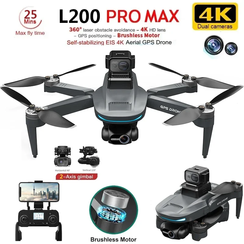 L200 PRO MAX Drone 4K 2-Axis P - مراجعة Drone Camera 4K وسعره